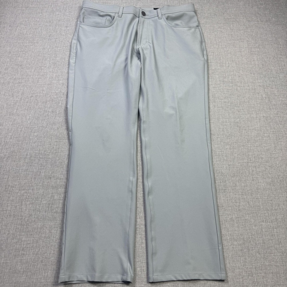 Dunning Golf Chino Pants Mens 33x28 Gray Performance Stretch Pockets Flat Front